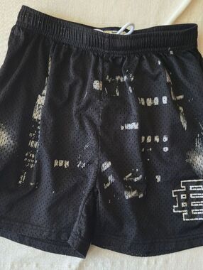 Eric Emanuel Black Mesh Athletic Shorts with White Drawstring, Size Medium